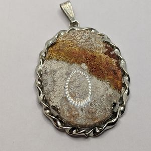 Brown and white stone pendant